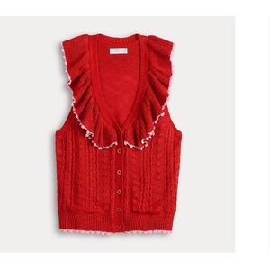 NWT LC Lauren Conrad Red Ruffled Knit Top Sz XL $40